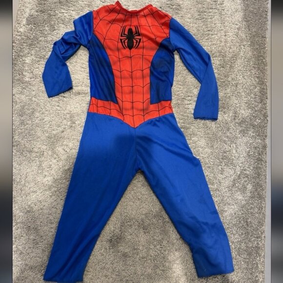 Kids Spiderman Jumpsuit With Mask - Size Large 10-12 New - Picture 1 of 7